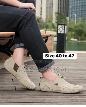 Men's Suede Loafers -Cream
