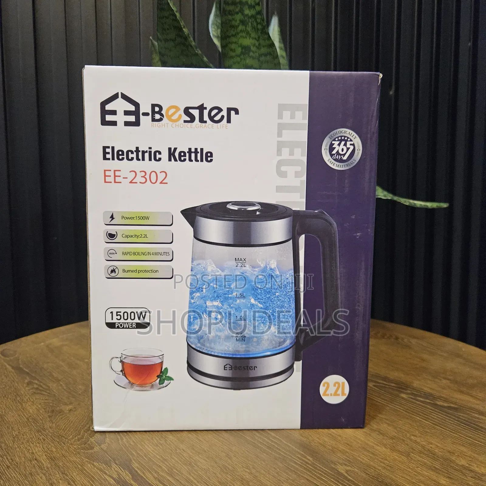 Bester Ee-2302 Is a 1500w Glass Electric Kettle