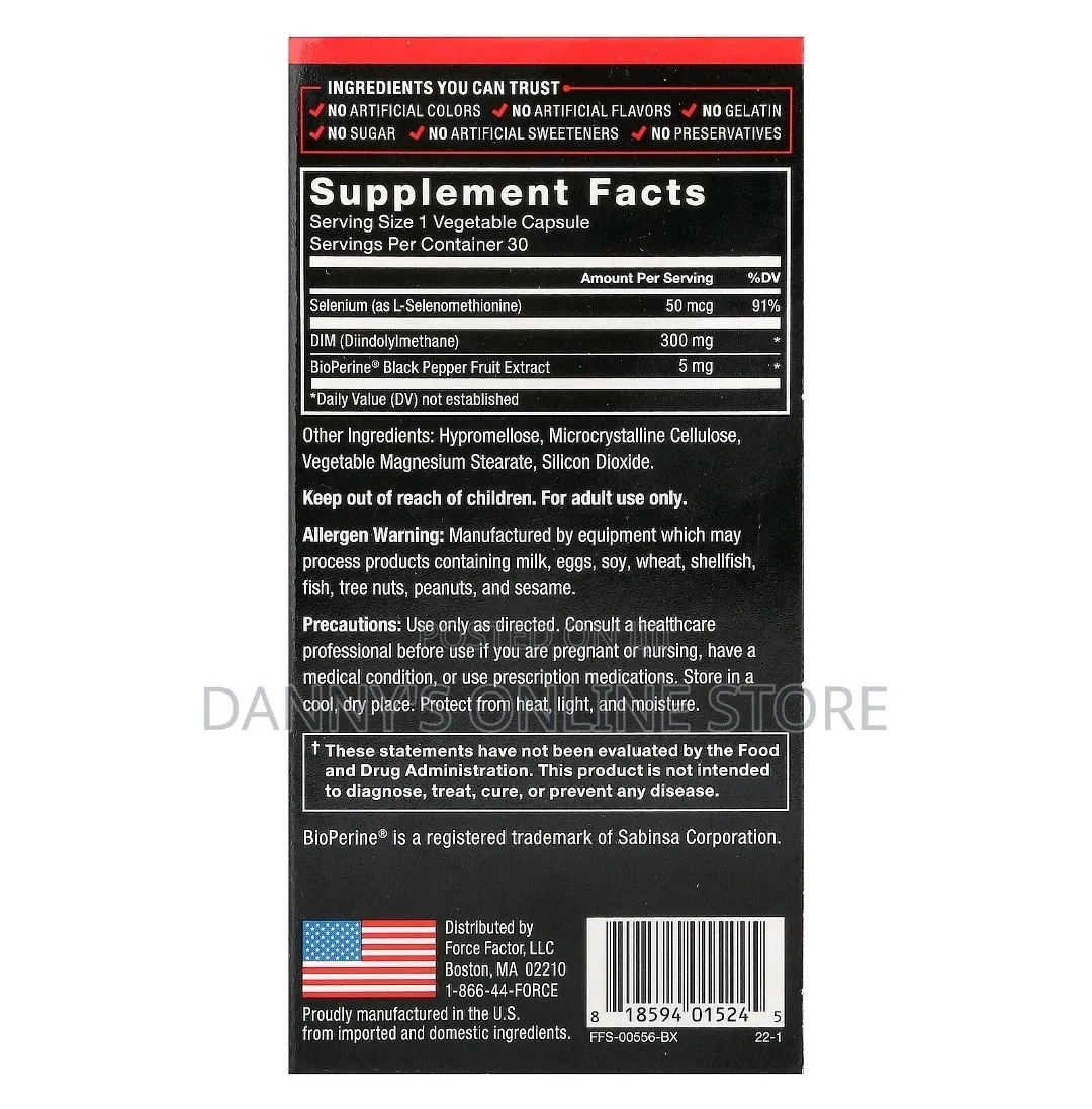 Force Factor, Dim, Or Diindolylmethane, 30 Vegetable Capsules