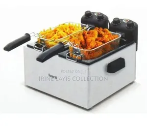 Saachi Nl-Df-4758 6.0-Liter Double-Tank Electric Deep Fryer.