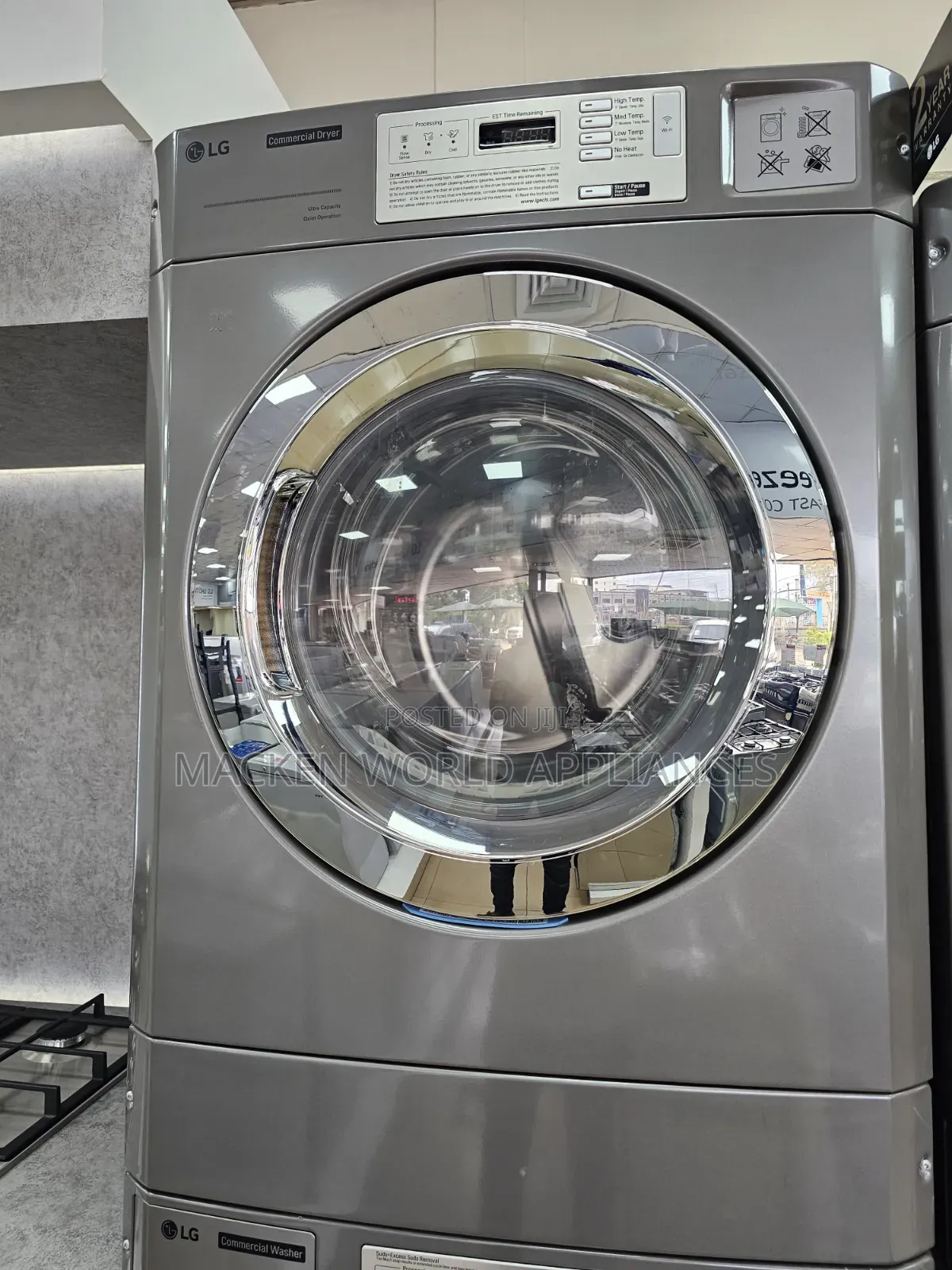 Lg 15kg Commercial Dryer Front Load Silver, Wi-Fi Rv1840cd7