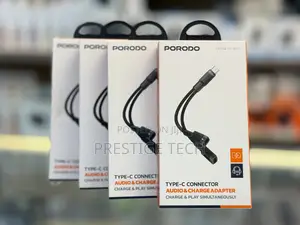 Porodo 2in1 Usb C To Type C + 3.5mm Headphone Jack Charging Adapter