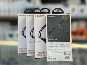 Porodo 2in1 Usb C To Type C + 3.5mm Headphone Jack Charging Adapter