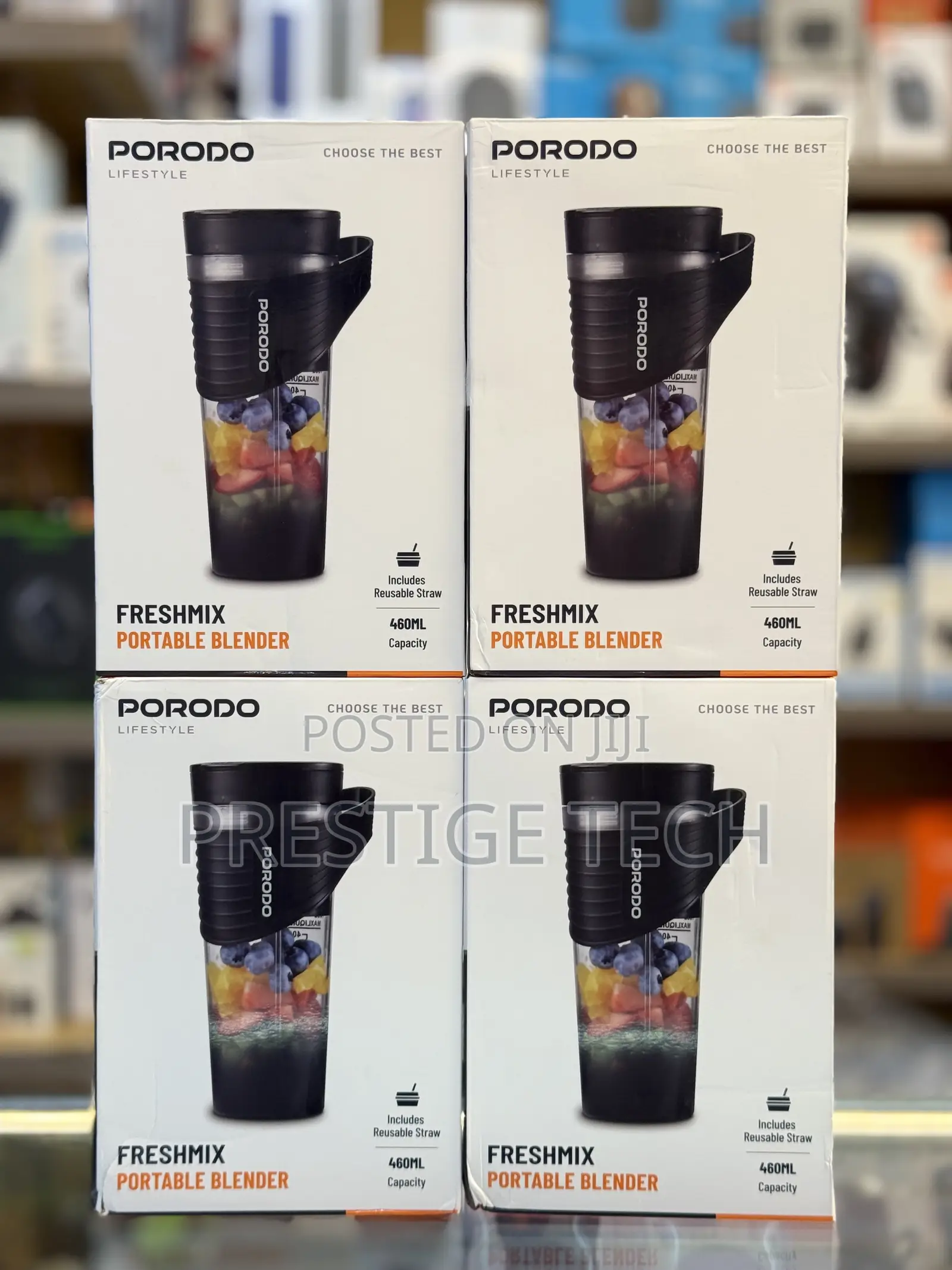 Porodo Fresh Mix Portable Blender With Reusable Straw, 480ml, 4000mah