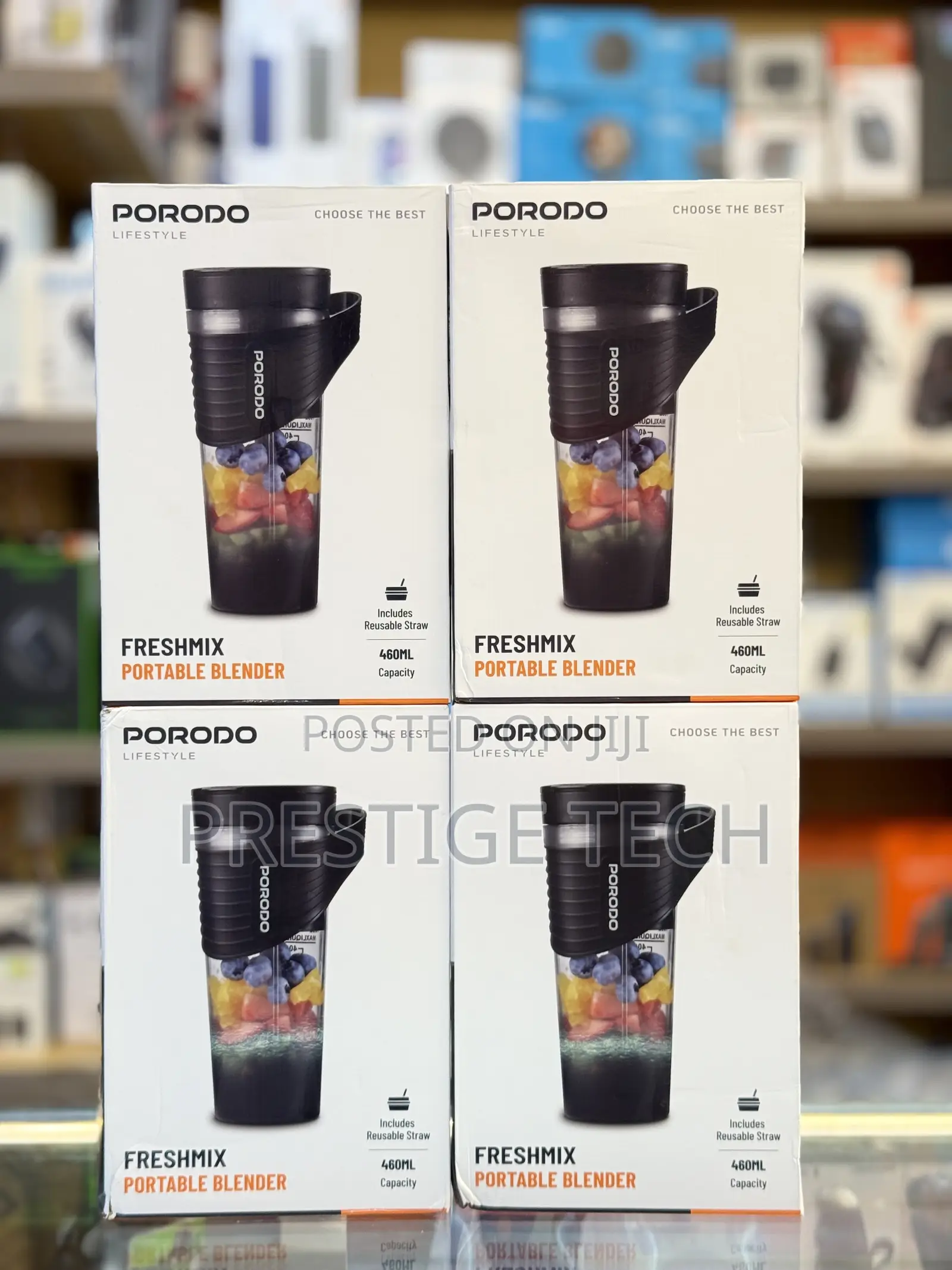 Porodo Fresh Mix Portable Blender With Reusable Straw, 480ml, 4000mah
