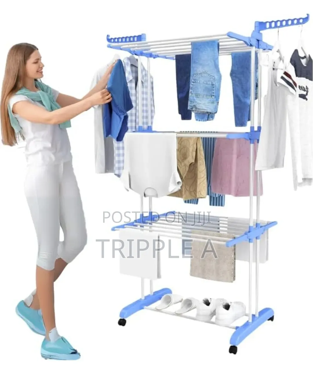 Folding Heavy Duty Outdoor Three Layer Clothes Rack