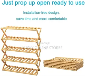 5 Tier Bamboo Foldable Shoe Rack