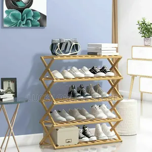 5 Tier Bamboo Foldable Shoe Rack