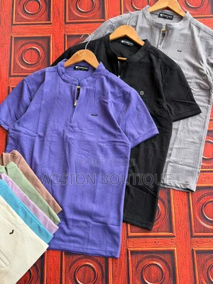 Men's Purple Collarless T Shirt
