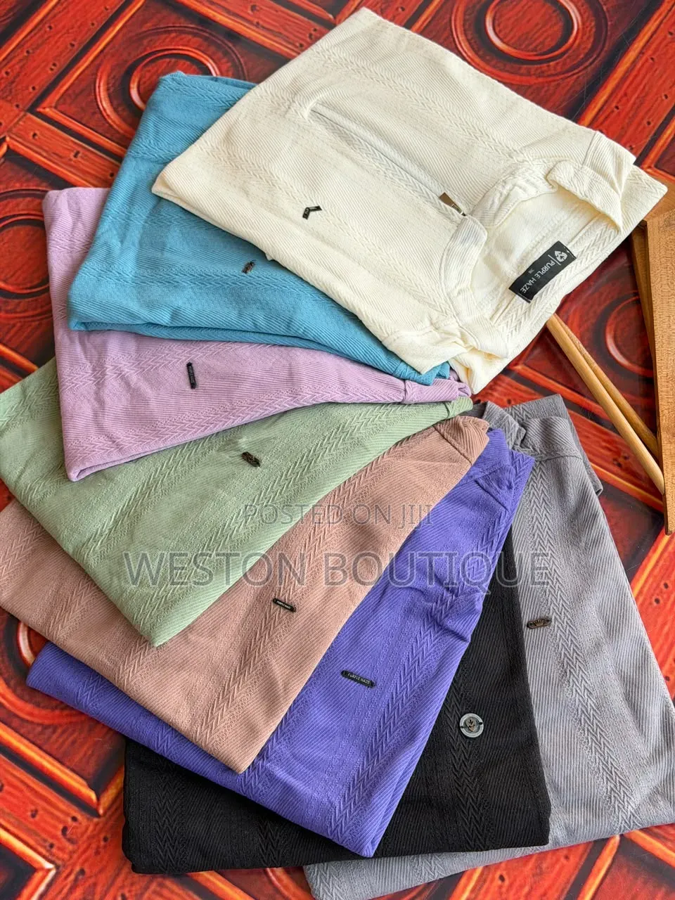 Men's Purple Collarless T Shirt