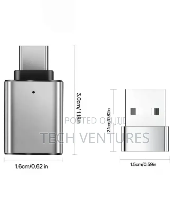 Usb-a To Usb-c Adapter With Otg Charging Converter, 2 Piece Pack