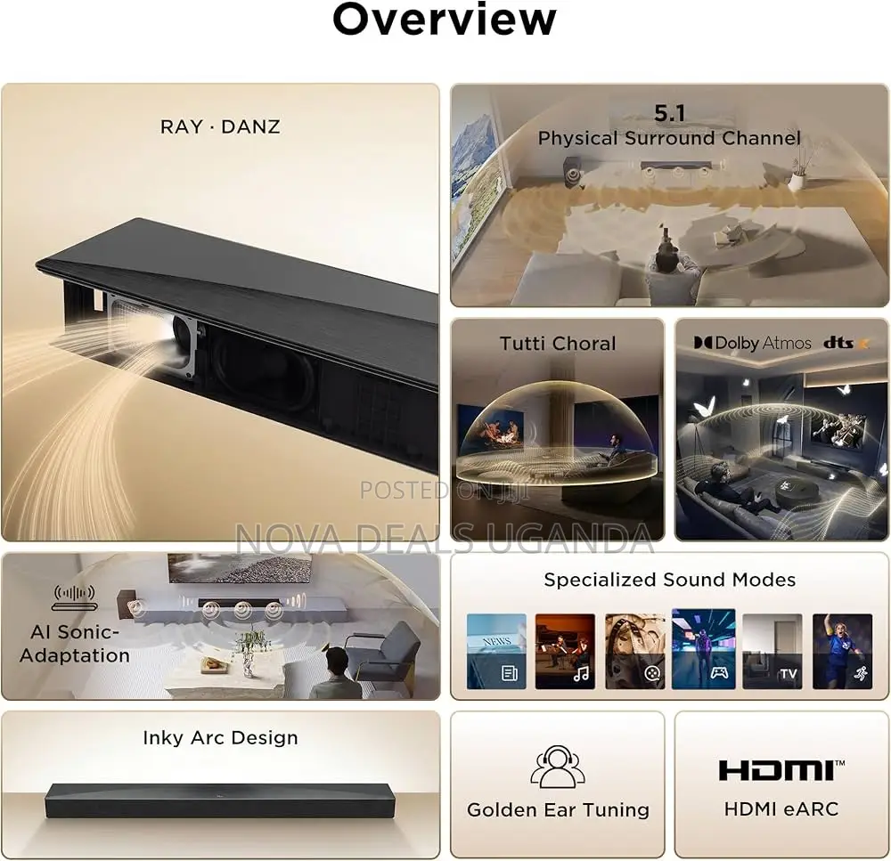 TCL Soundbar Q65h 5.1ch 580w Dolby Atmos Wireless Subwoofer