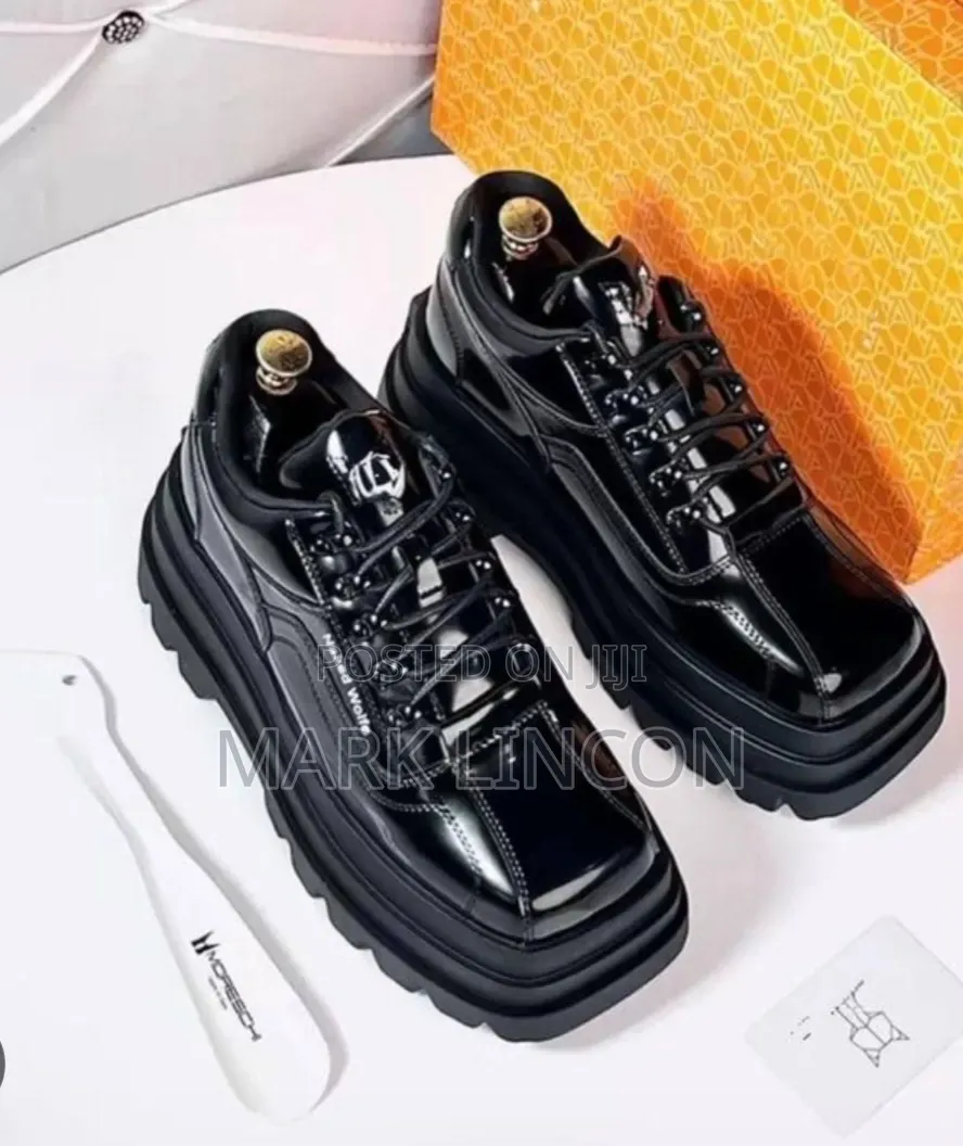 Naked Wolfe Glossy Black Platform Sneakers