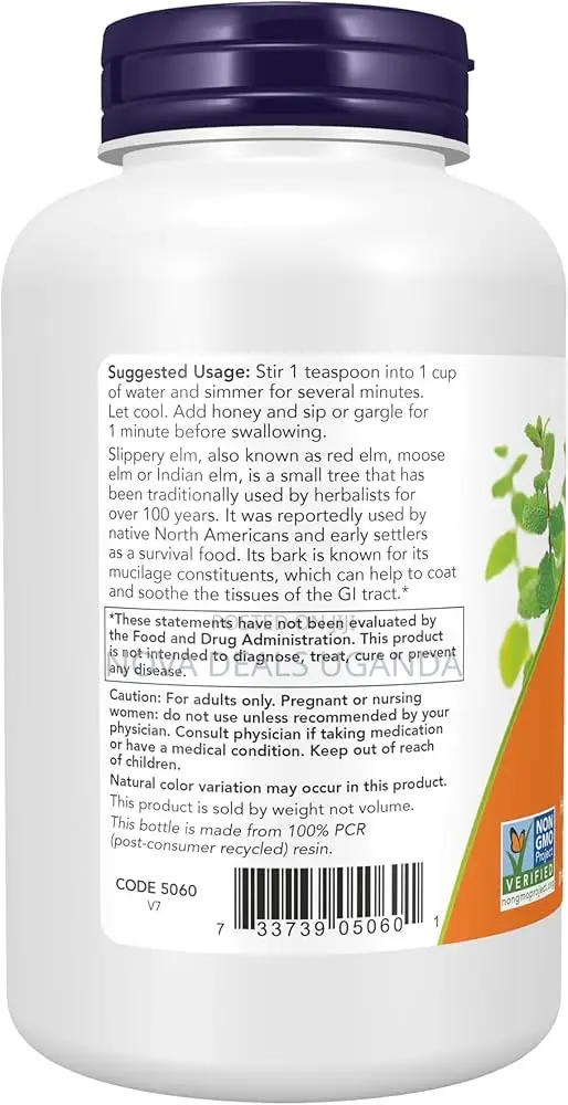 Now Foods - Slippery Elm Powder, Vegetarian Anti-Fungal Supplement 4oz