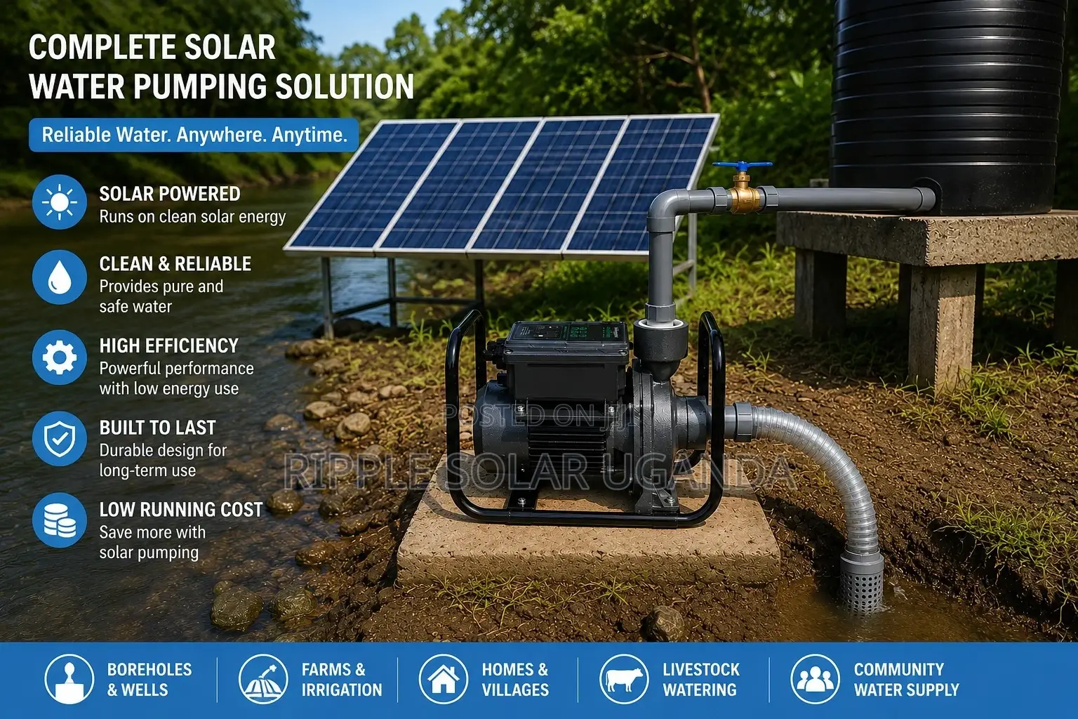 Solar Surface Water Pump 1500w 15m High Flow 110v