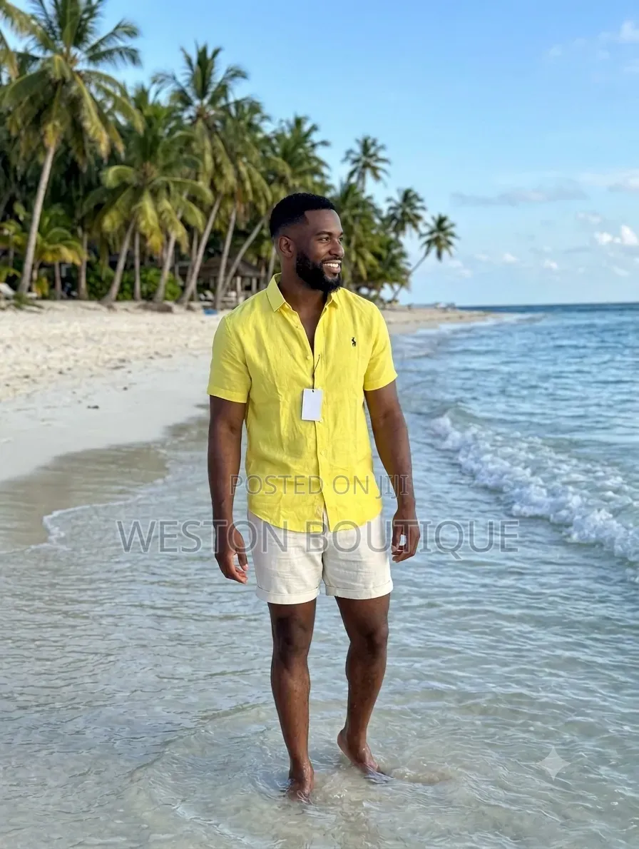 Yellow Beach Wear Linen Two Piece Available
