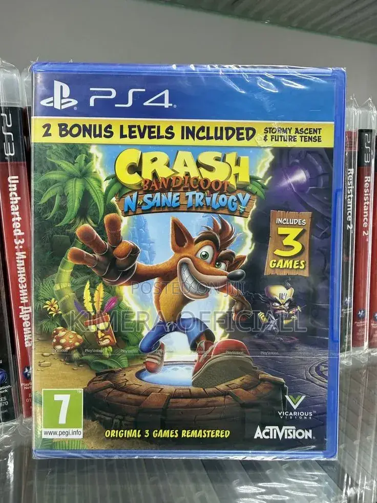 Crash Bandicoot N Sane Trilogy Game Cd for Ps4. With 2 Bonus Levels