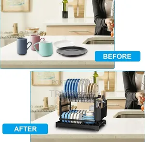 Lucario Dish Drying Stand With Drainer 2 Tiers