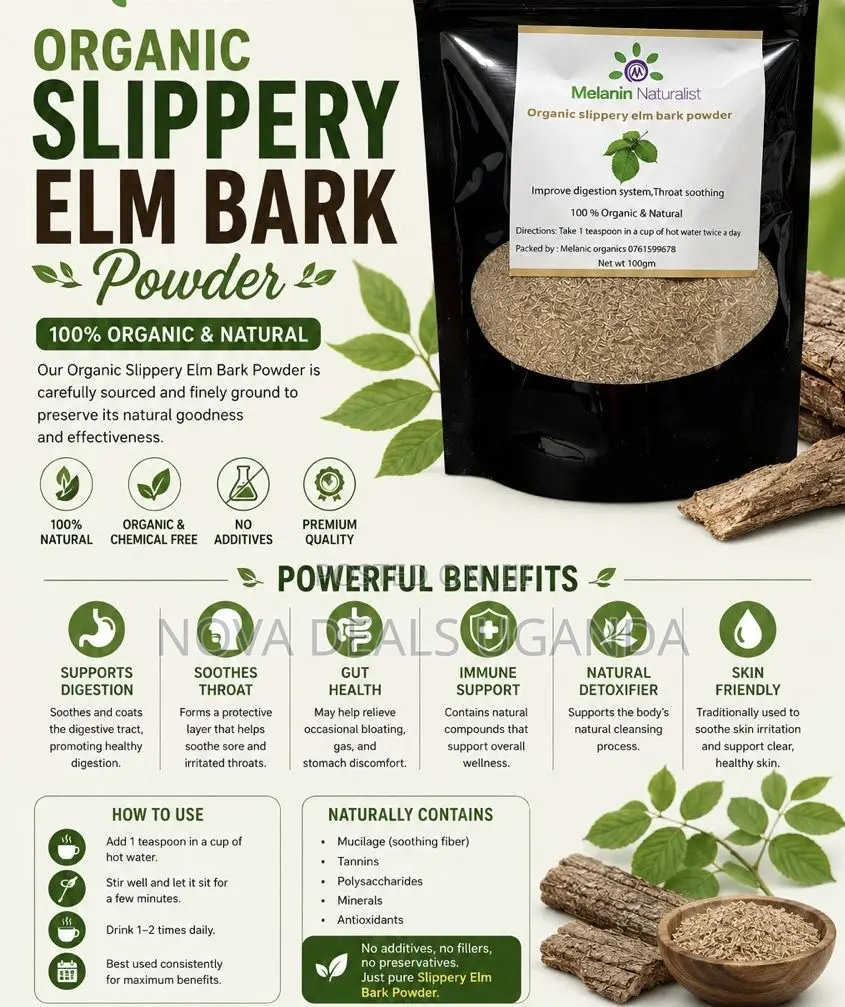 Organic Slippery Elm Bark Powder, Made From Inner Bark Forrespiratory