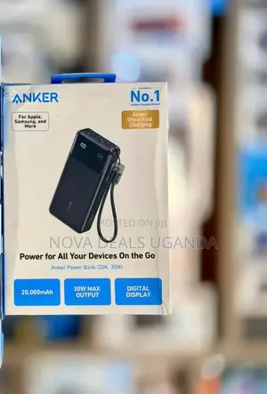 Anker 30w Powerbank 20000mah Portablecharger With Built-in Usb-C Cable