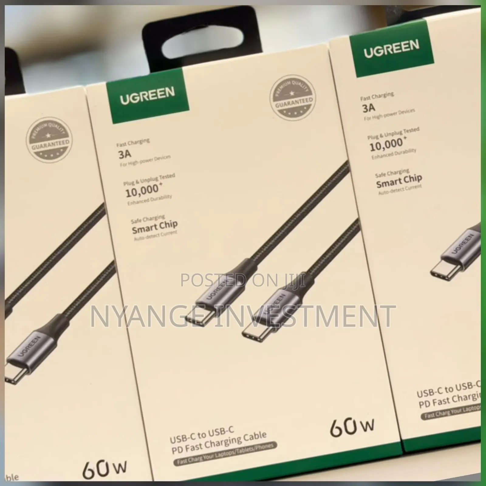 Ugreen Usb-C to Usb-C Cables Designed for Fast Charging at 60w.