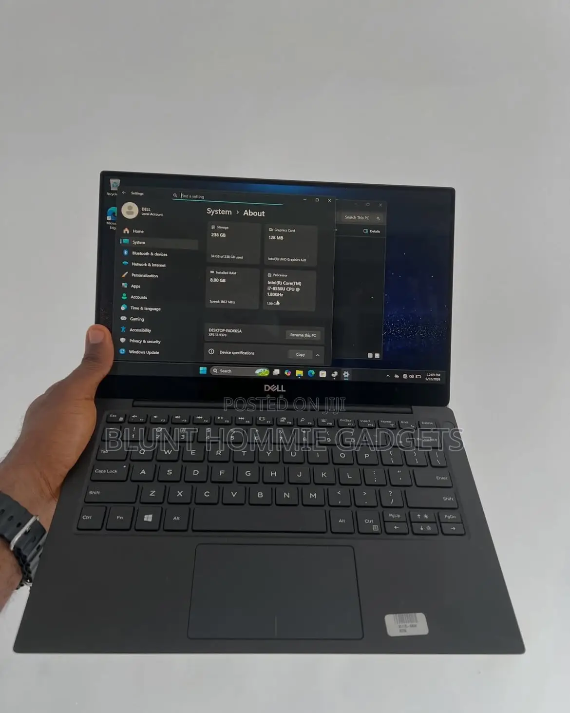 Laptop Dell XPS 13 9370 8GB Intel Core i7 SSD 256GB