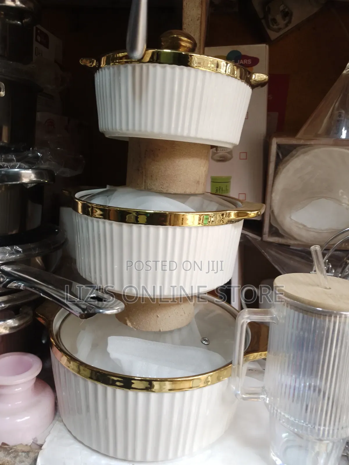 3-Piece Ceramic Soup Pot / Serving Bowl Set
