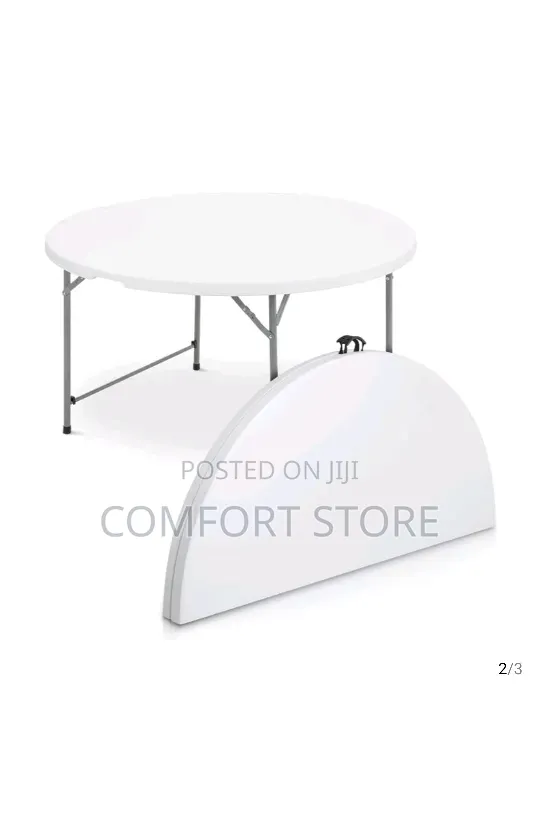 White Foldable Round Table for School Office Restaurant Hotel and Bar