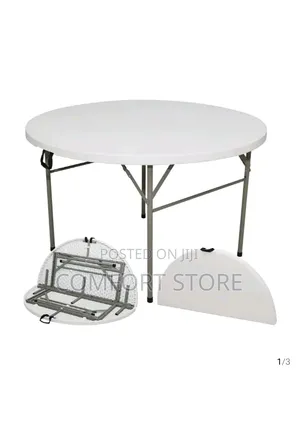 White Foldable Round Table for School Office Restaurant Hotel and Bar