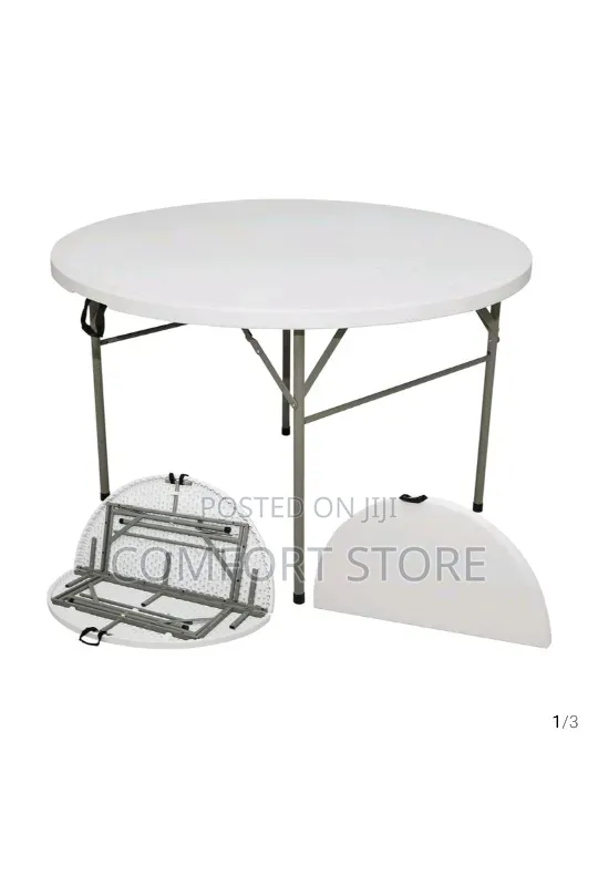 White Foldable Round Table for School Office Restaurant Hotel and Bar