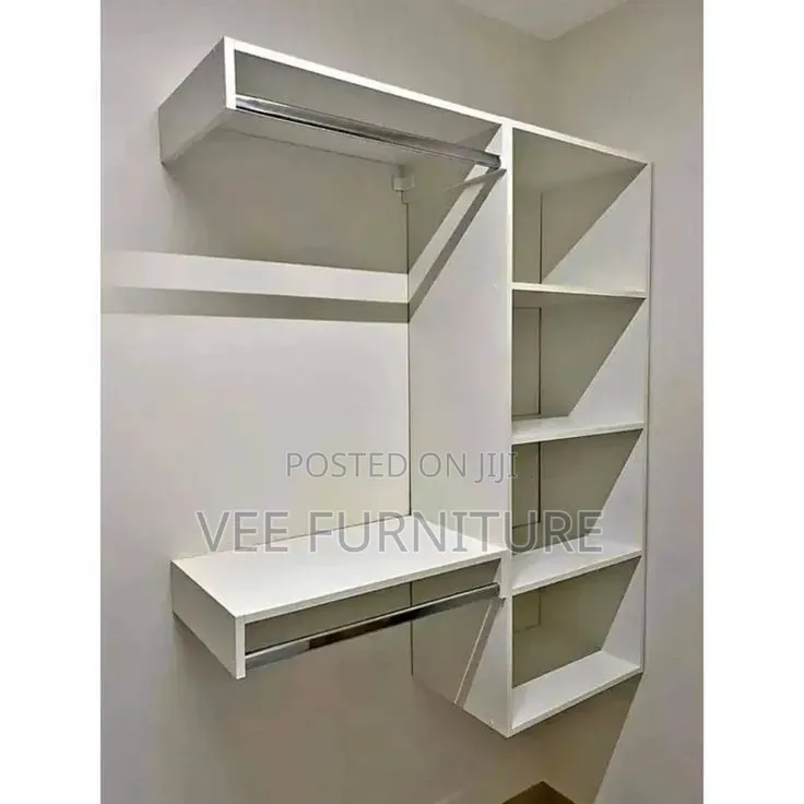 Wall Mounted Clothes Rack With Storage Cubbies Hanging Rod