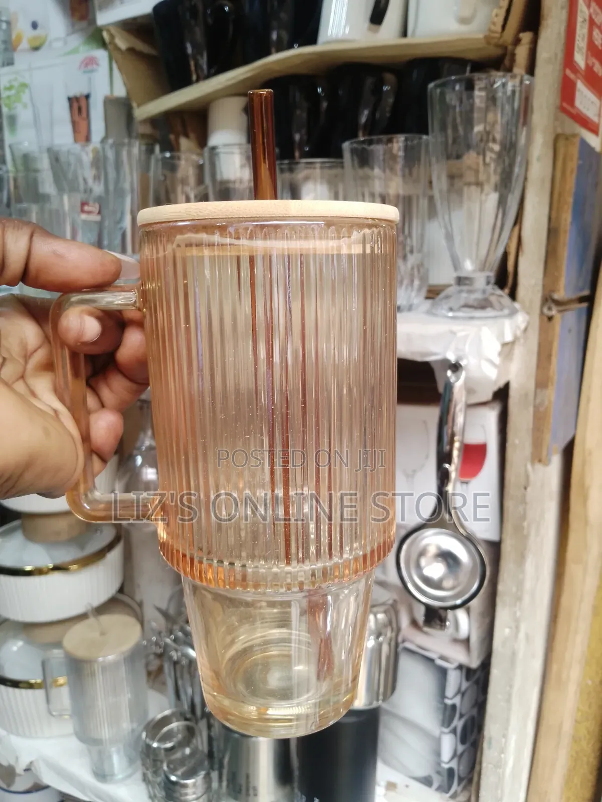 Aesthetic Ribbed Glass Coffee Mug (Or Iced Coffee Tumbler