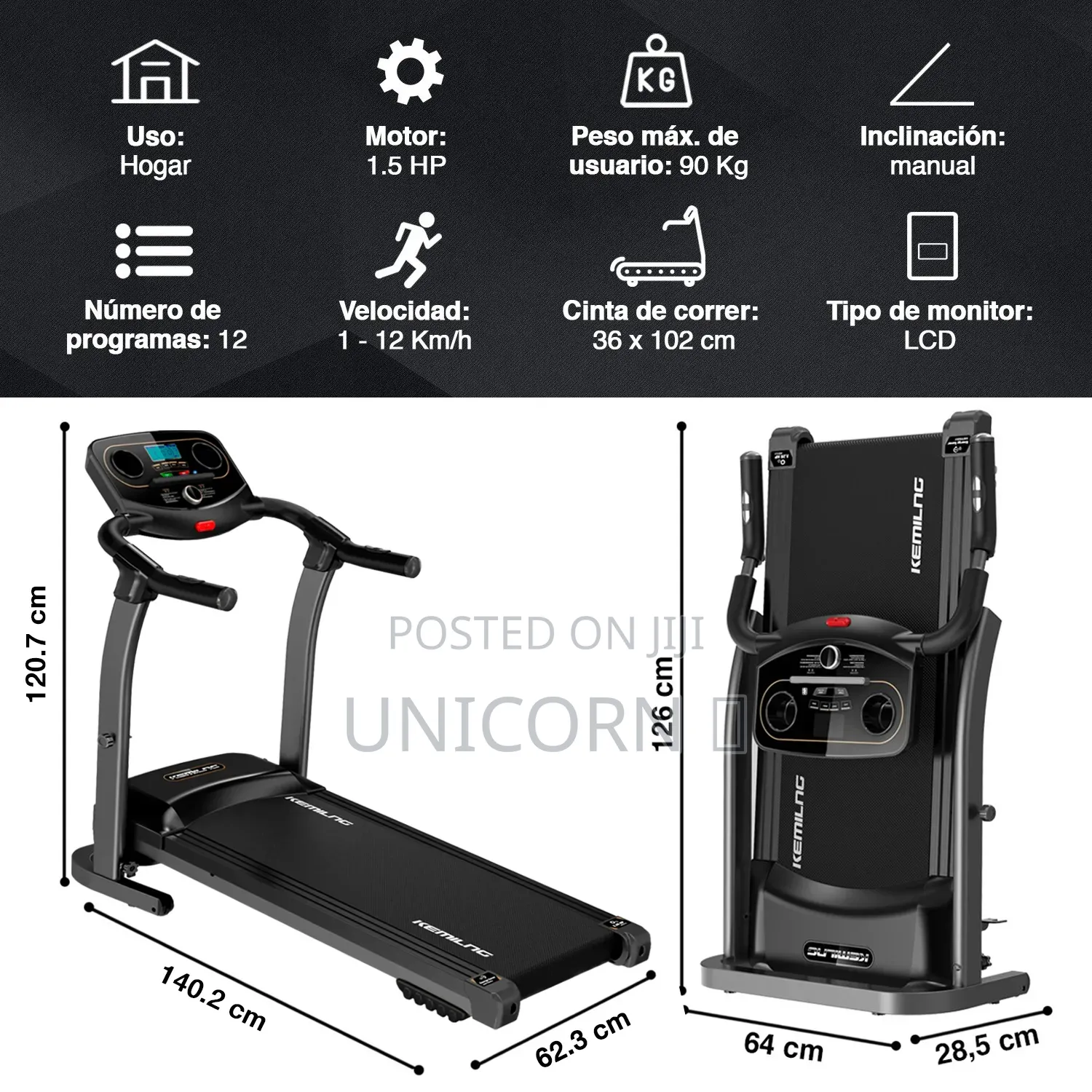 Foldable Electric Treadmill 7” Screen – Home Gym Fitness Machine