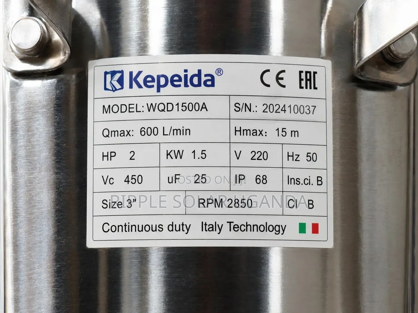 1500w AC Sewage Pump 15m Head 36000l/H 220v Submersible