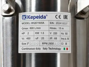 1500w AC Sewage Pump 15m Head 36000l/H 220v Submersible