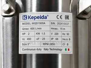 1500w AC Sewage Pump 15m Head 36000l/H 220v Submersible