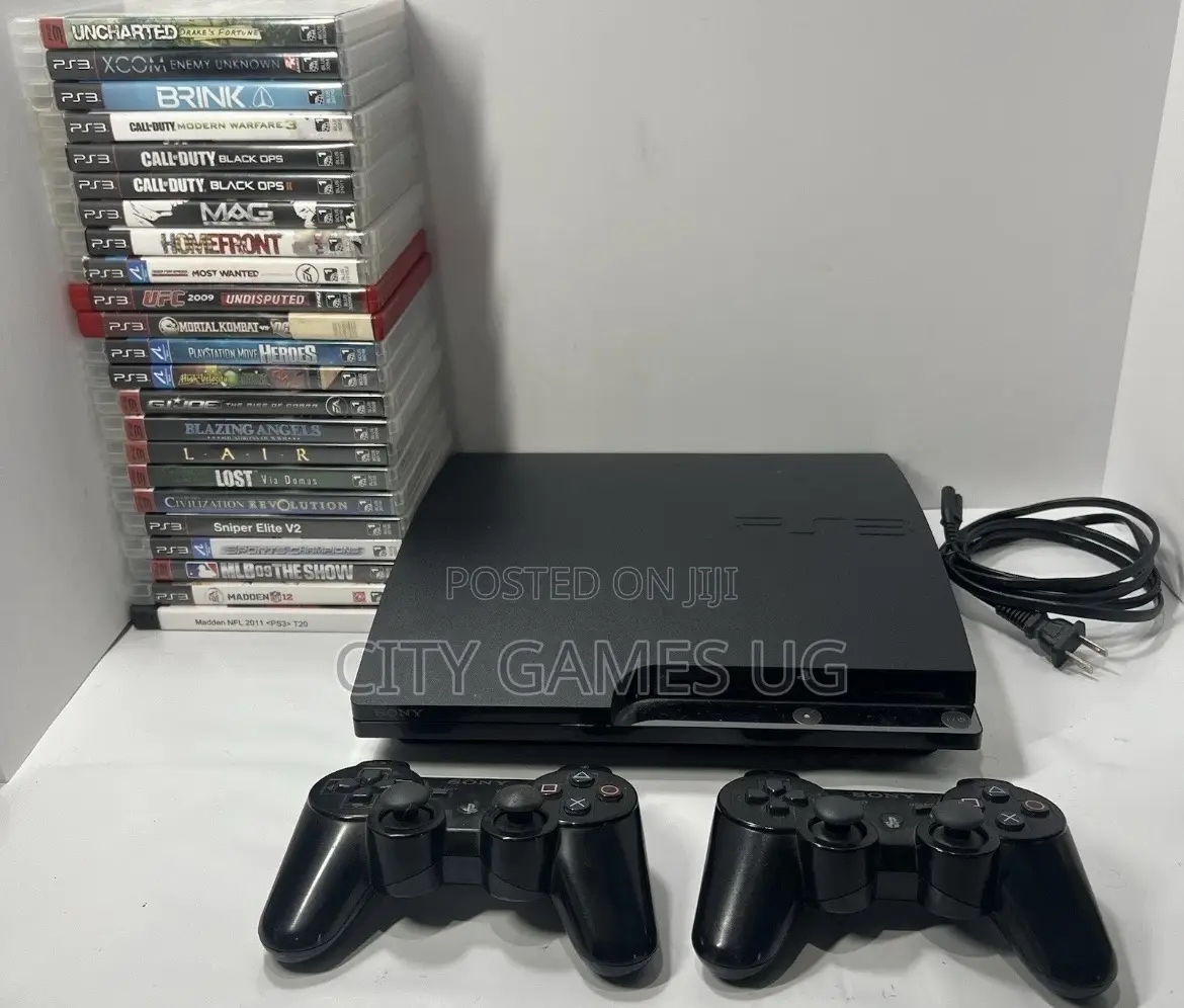 Sony Playstation 3 Slim Black Console With Call of Duty Blur and More
