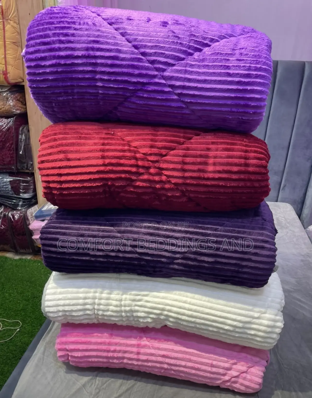 Stripped Coral Duvet Hot Pink