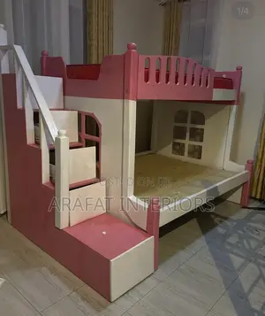 Beautiful Custom Pink And Cream Bunk Bed