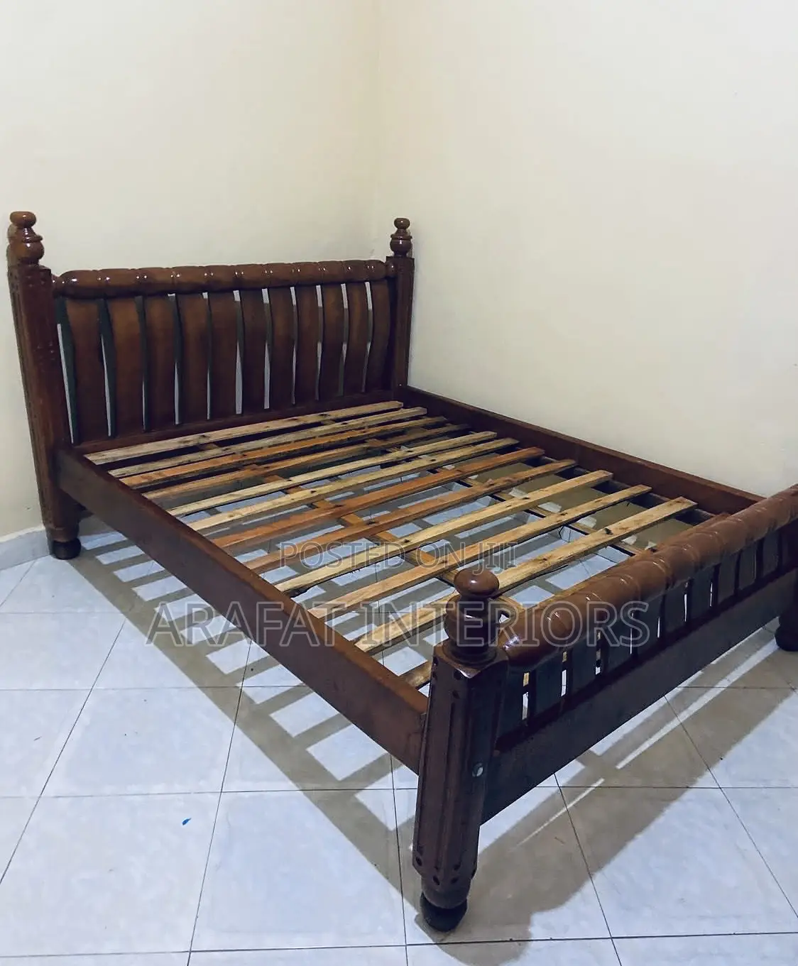 Classic Solid Wood Double/Queen Bed Frame in Rich Brown Finish