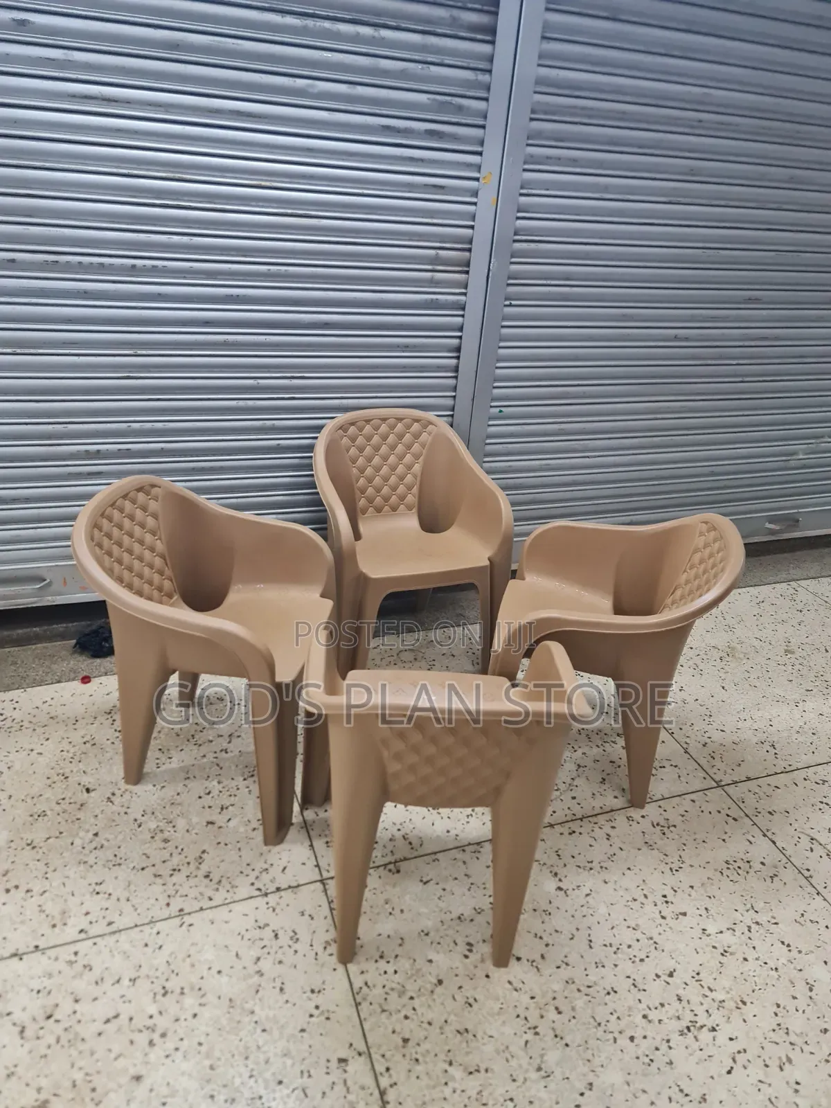 Dark Beige Outdoor Indoor Garden Beach Bar Plastic Chairs