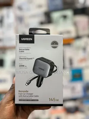 Ugreen Nexode Car Charger 145w With Retractable Usb-C Cable