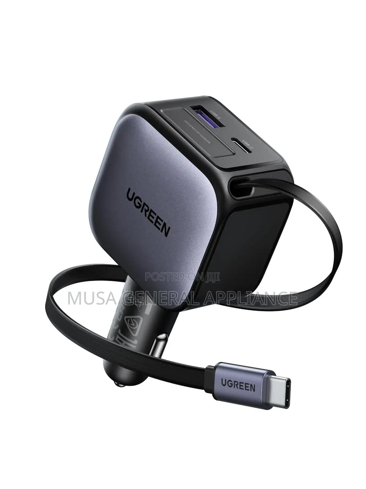 Ugreen Nexode Car Charger 145w With Retractable Usb-C Cable