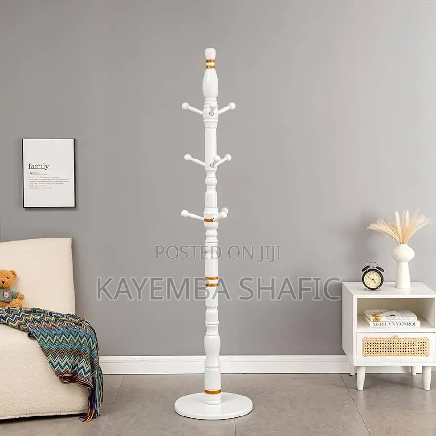 Premium Freestanding Wooden Coat Rack Stand (White