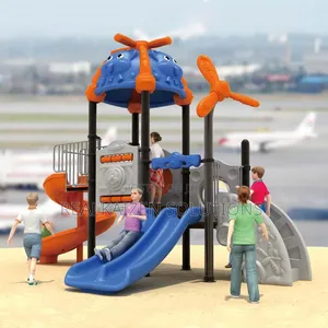Helicopter Adventure Outdoor Playground Set With Double |Spiral Slides