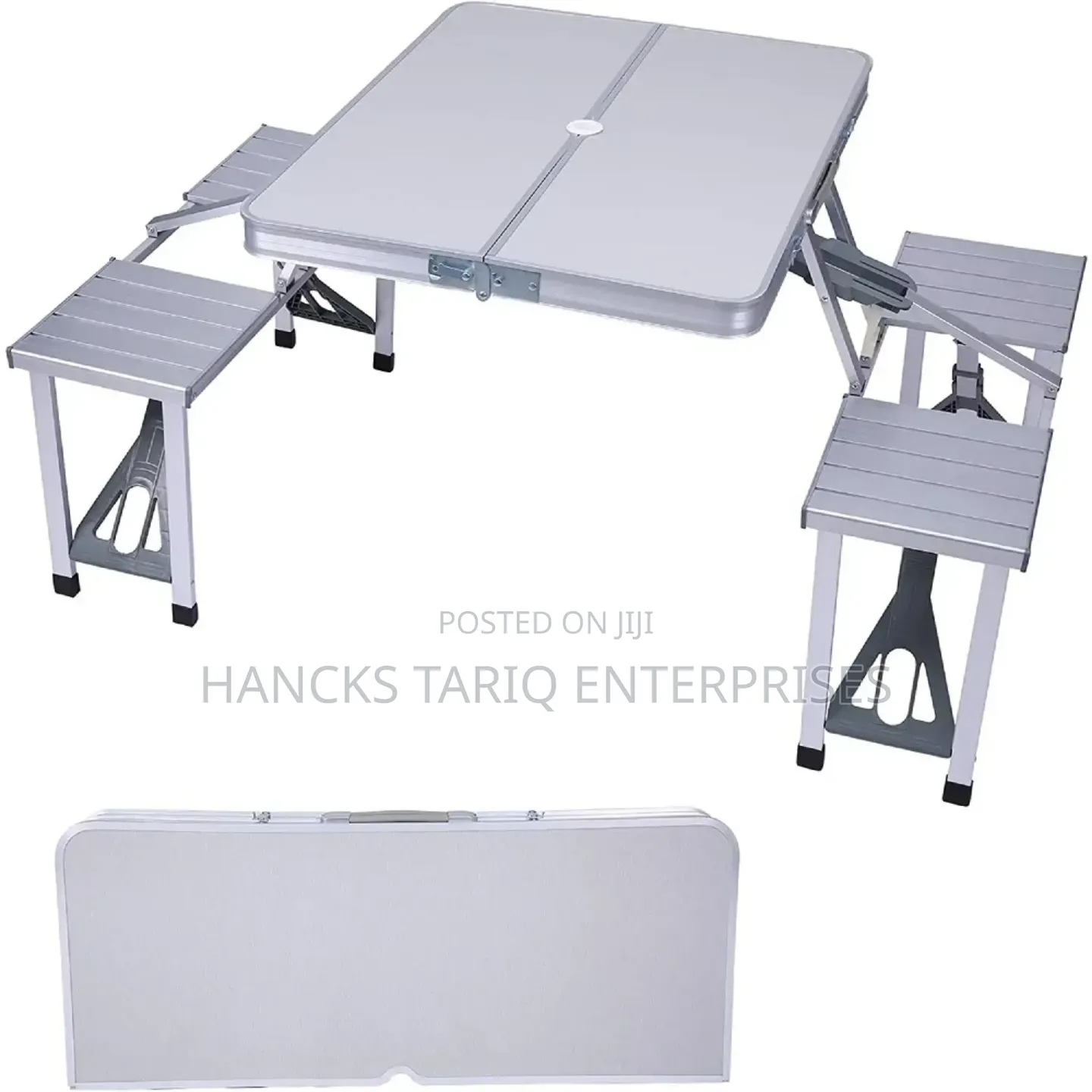Foldable Aluminum Picnic Table With Integrated Seats