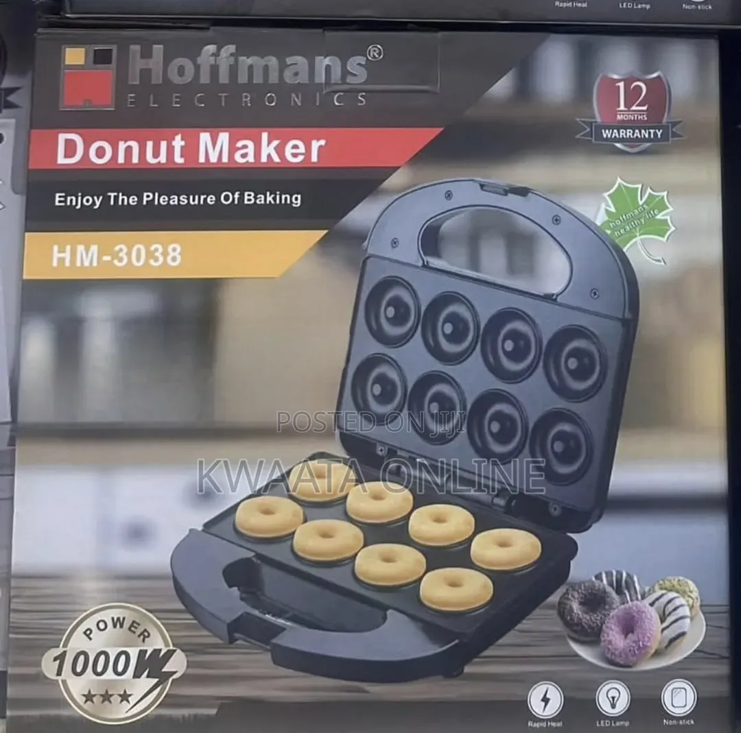 Doughnut/Donut Machine Maker, Non-Stick Set 8-Pieces, Black/Silver