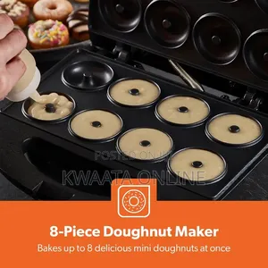 Doughnut/Donut Machine Maker, Non-Stick Set 8-Pieces, Black/Silver