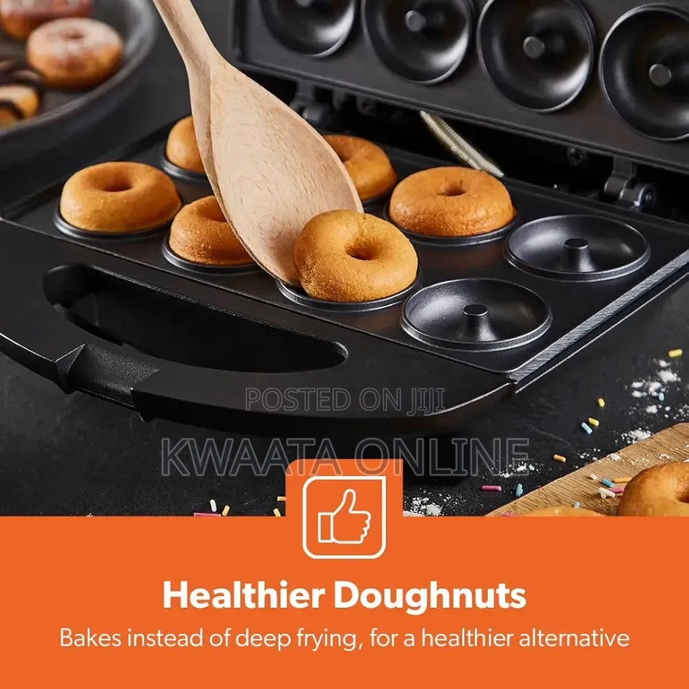 Doughnut/Donut Machine Maker, Non-Stick Set 8-Pieces, Black/Silver