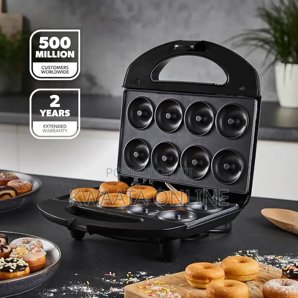 Doughnut/Donut Machine Maker, Non-Stick Set 8-Pieces, Black/Silver